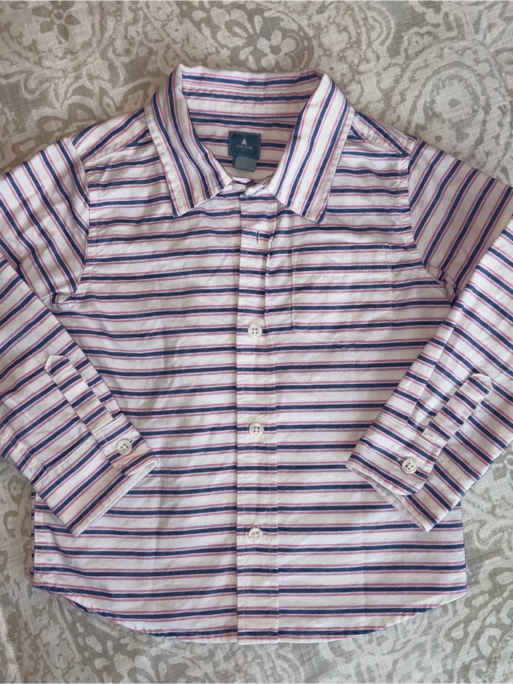 3T GAP Boys Striped Button-Down Shirt in Pink, Blue & White